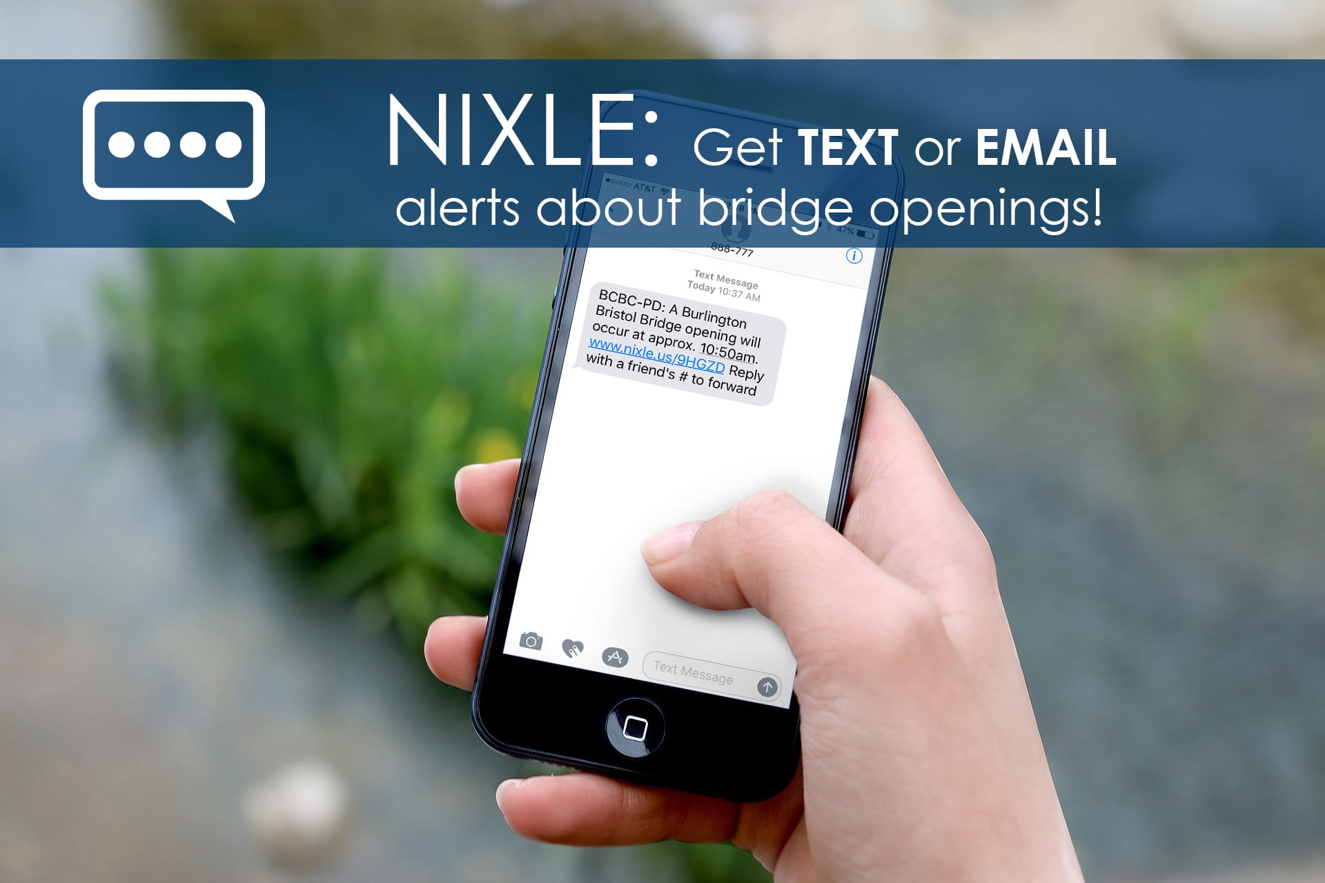 cell phone showing actual Nixle alert